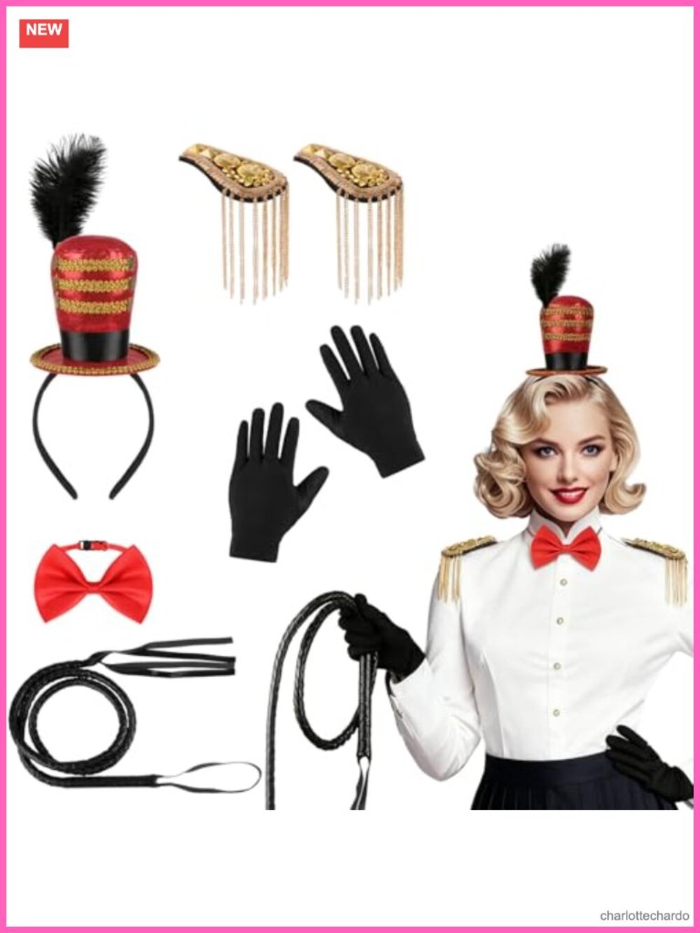 Circus Ringmaster Costume Accessories Mini Top Hat Headband Epaulettes Faux